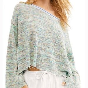 Free People Prism Space-Dye Raw Hem Sweater Women’s Size XS